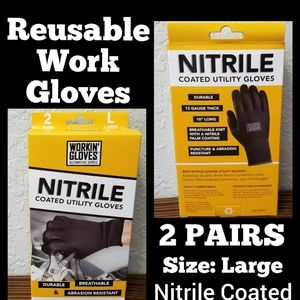 2 Utility Gloves Foam breathable knit Nitrile Palm